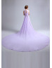 Beaded Halter Neck Lilac Lace Chiffon Beautiful Evening Dress